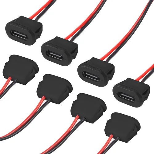 Vista 19 de 8 piezas de placa desnuda tipo C Chasis hembra impermeable 2P cable de soldadura tipo USB C Cable de extensión Cable de alimentación USB-C enchufe a