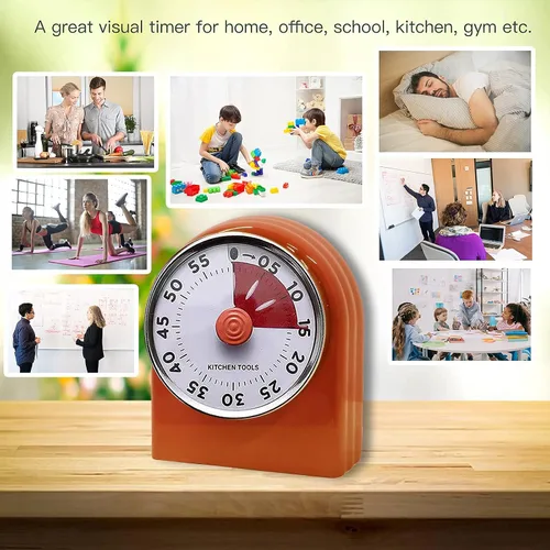 Vista 7 de Temporizador visual de 60 minutos, temporizador de cocina de 3 pulgadas, reloj de cuenta regresiva analógica para el aula, herramienta de gestión