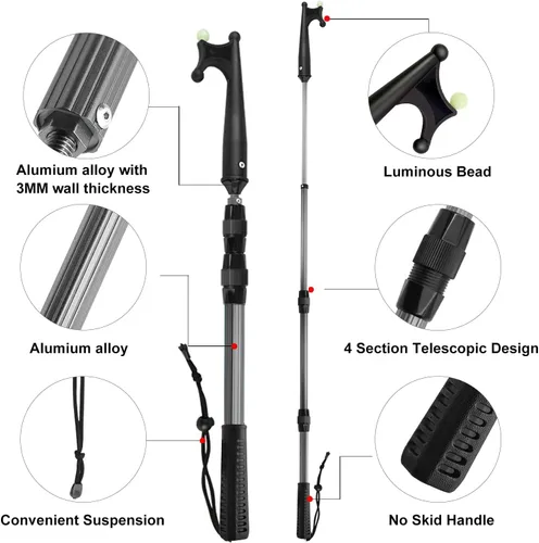 Vista 3 de SAN LIKE Boat Hooks, Boat Hook Docking with Telescopic Pole,Floating,Durable,Rust-Resistant Boating Poles with Luminous Bead Boating Accessories