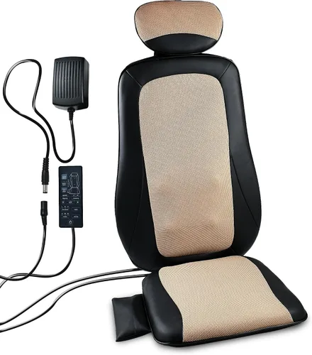 Vista 4 de Carepeutic Cojín de silla masajeador de espalda con calor, almohadilla de silla de masaje con percusión, amasado, vibración, para el hogar