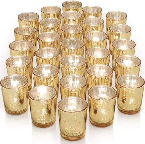 Vista 15 de LETINE 6 portavelas votivas moradas, tamaño votivo estándar para velas votivas regulares, soporte para velas de té para decoración del hogar Púrpura