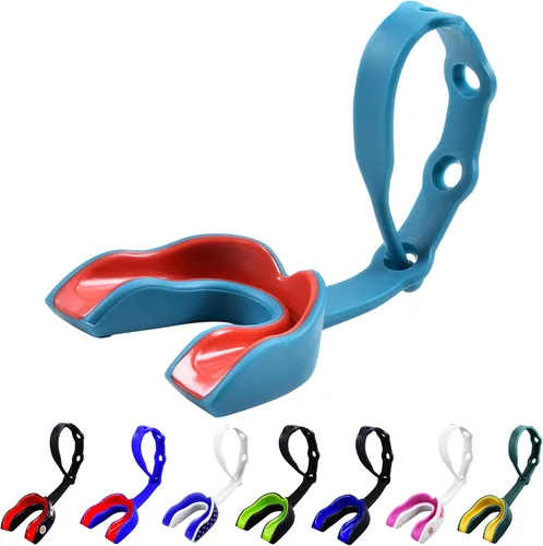 Vista 24 de Oral Mart - Protector bucal deportivo con correa para fútbol, lacrosse, hockey sobre hielo, taekwondo
