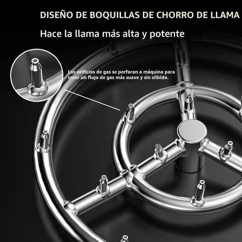 Vista 4 de Skyflame Anillo redondo de acero inoxidable de 30.5 cm para quemador de fogata - Llama alta