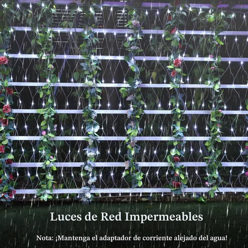 Vista 3 de Joomer - Red de luces de Navidad de 12 x 5 pies, 360 luces LED, enchufe de malla, impermeables con 8 modos, temporizador, conectables para arbustos