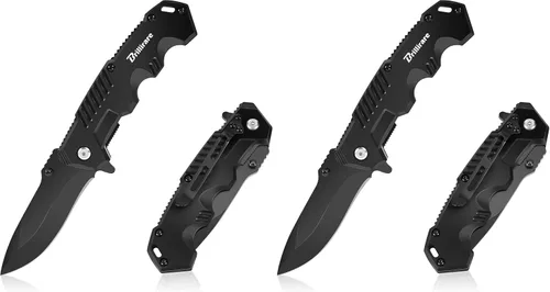 Vista 9 de Cuchillo de bolsillo, cuchillos tácticos plegables con hoja de 2.6 pulgadas, cuchillo pequeño de supervivencia plegable con clip, bloqueo de botón