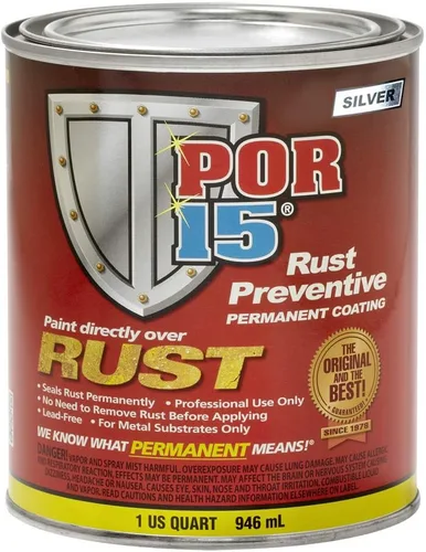 Vista 2 de POR-15 Revestimiento preventivo de óxido, detiene el óxido y la corrosión permanentemente, barrera protectora antioxidante, no porosa, 16 onzas