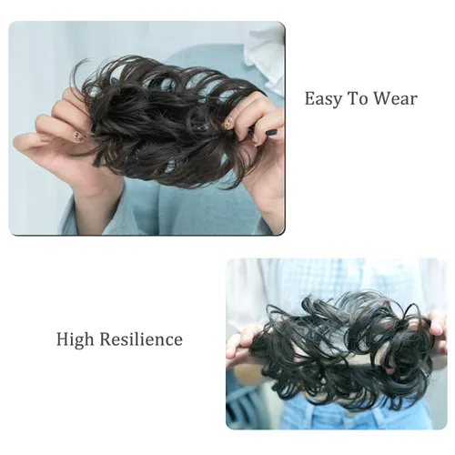 Vista 3 de Flequillo de cabello humano para mujer, clip de pelo de color platino
