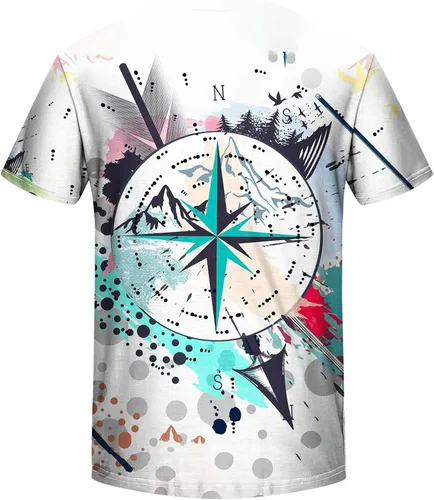 Vista 5 de Camisas de manga corta para hombre 2023 de verano para hombre, blusa de impresión digital, camiseta básica casual con cuello redondo