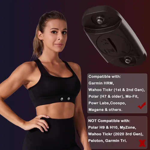 Vista 2 de HRM - Brasier deportivo compatible con Magene Polar Garmin Tickr Wahoo Coospo - Sujetador deportivo con monitor de frecuencia cardíaca