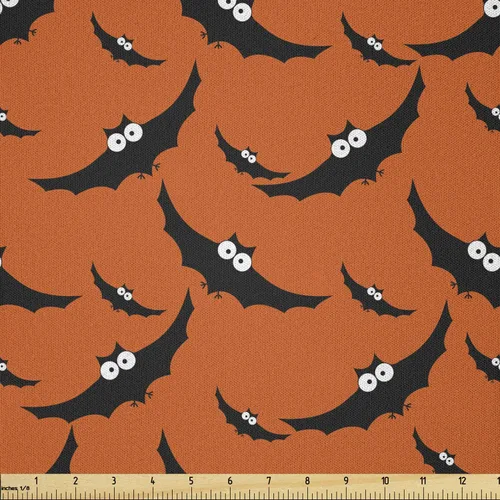 Vista 33 de Ambesonne The Yard, tela de calavera colorida con temática de Halloween, diseño de calavera y huesos cruzados, divertido estampado de dibujos
