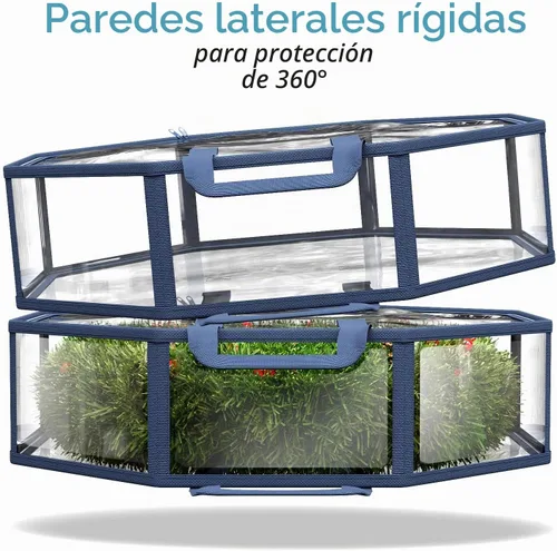 Vista 3 de Hearth & Harbor - Juego de contenedores de almacenamiento para coronas de Navidad - Bolsa transparente de almacenamiento para coronas de Navidad