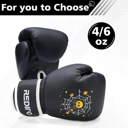 Vista 2 de Guantes de boxeo para niños, guantes de entrenamiento de boxeo juvenil para niños y niñas de 3 a 9 años, guantes de lucha de 4 y 6 OZ, manoplas