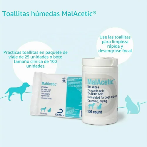Vista 6 de MalAcetic® Toallitas húmedas para perros y gatos, 25 toallitas