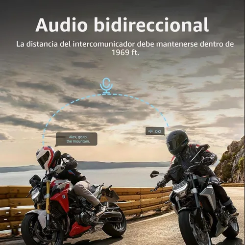 Vista 4 de Casco de motocicleta intercomunicador E1 con cancelación de ruido CVC, música estéreo IPX6, impermeable, para casco de cara completa, paquete de 2