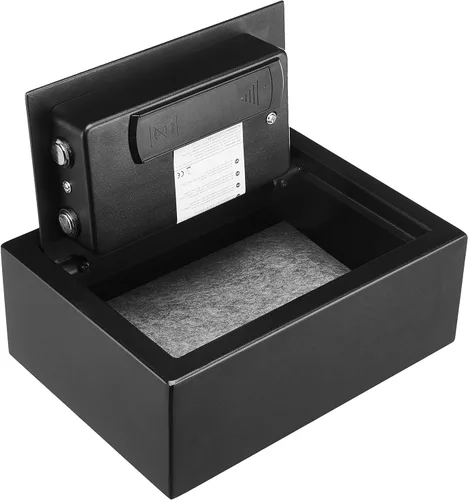 Vista 3 de Amazon Basics Caja fuerte de seguridad pequeña y delgada para cajón de escritorio con teclado electrónico programable, 0.1 pies cúbicos, caja fuerte