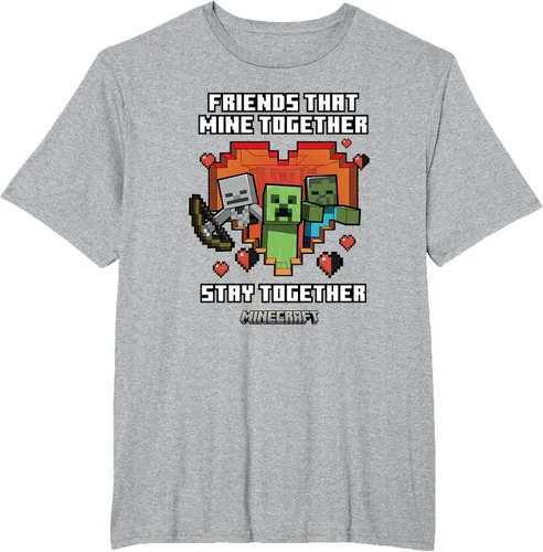 Vista 37 de Minecraft Camiseta de San Valentín Friends That Mine Together Mobs, Negro