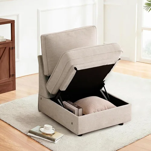 Vista 28 de TEKAMON - Sofá modular de 73" con almacenamiento en el asiento, sofá biplaza moderno de tela de chenilla para sala de estar, oficina, apartamento