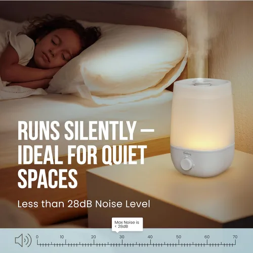 Vista 4 de Fontaines Luxury - Humidificador de vapor frío con llenado superior - Rocío ultrafino de 360°, funcionamiento silencioso, tanque apto