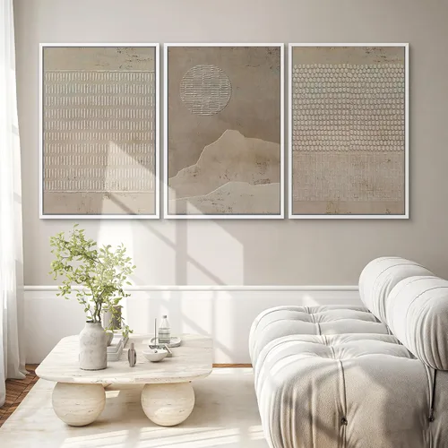 Vista 578 de SIGNWIN Lienzo enmarcado para pared, juego de arte neutro de bosque brumoso, ilustraciones en tono tierra, arte moderno, decorativo, bohemio