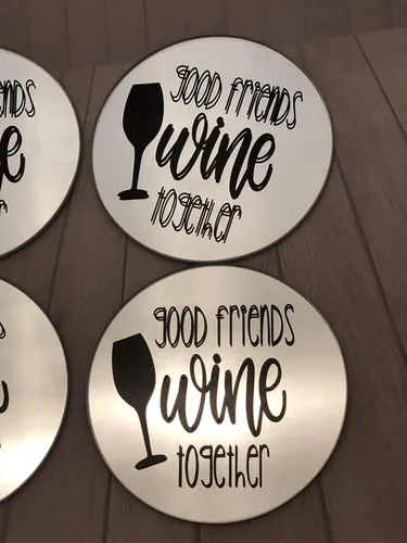 Vista 3 de Good Friends Wine Together Decorative Mirror Tiles Set Of 4