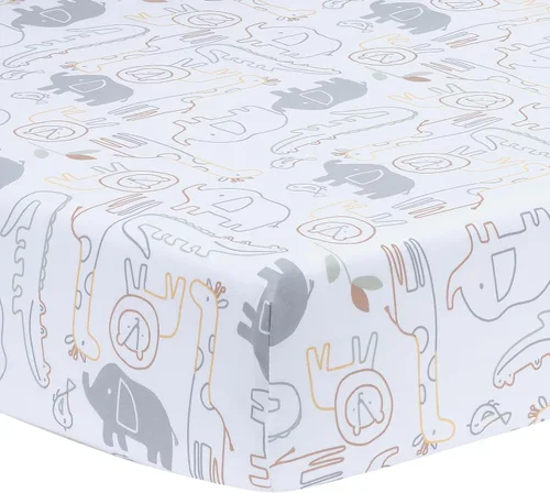 Vista 25 de Lambs & Ivy Baby Farm Animals - Sábana bajera ajustable para cuna, 100% algodón, color blanco Granja de bebés