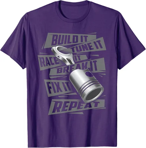 Vista 68 de Build It Tune It Race It Break It - Camiseta para entusiastas de los coches de carreras, talla S Negro