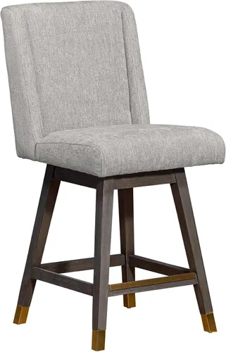 Vista 28 de Armen Living Sicily Modern Farmhouse Taburete giratorio de madera de nogal de 26 pulgadas de altura para encimera de isla de cocina, en piel Crema