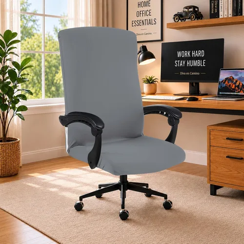 Vista 103 de Fundas elásticas resistentes al agua para sillas de computadora - Protectores lavables para respaldo giratorio y asiento para mascotas - Negro