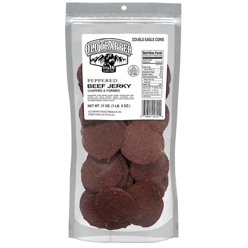 Vista 5 de Old Trapper Double Eagle Cecina de Res, sabor picante y caliente, paquete de 21 onzas, snacks de carne ahumada en madera natural, 10 gramos