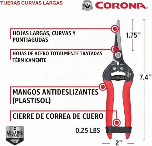 Vista 8 de Corona Corte largo curvo rojo (Tempered Steel)