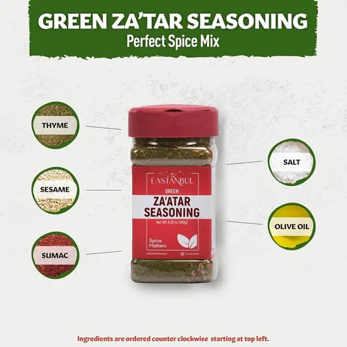 Vista 6 de Set de Sumac y Zaatar, Especia de Sumac 184g + Especia de Zaatar 184g, Pack Doble, Duo Esencial, Especia Za'atar para Panes, Ensaladas, Carnes