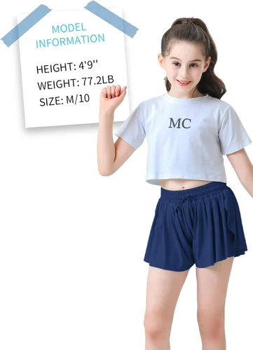 Vista 5 de Pantalones cortos fluidos de mariposa para niñas, pantalones cortos deportivos para niños pequeños, faldas de tenis 2 en 1, pantalones cortos