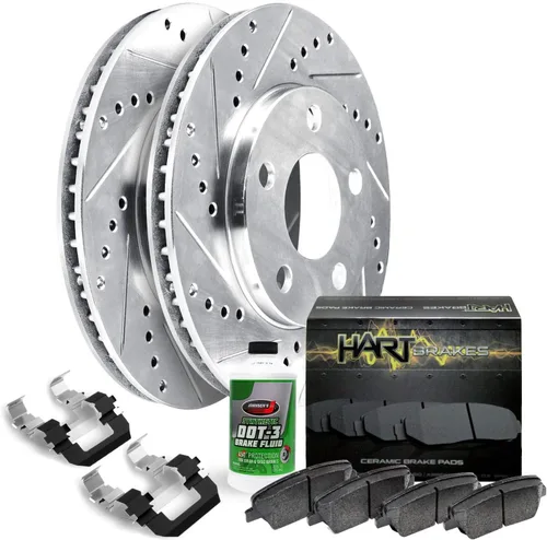 Vista 11 de Hart Brakes Kit de frenos y rotores traseros delanteros Pastillas de freno delanteras y traseras Rotores y pastillas de freno Pastillas