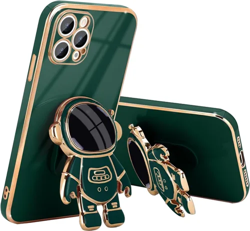 Vista 10 de Pepmune Funda compatible con iPhone 12 Bonita Diseño de Soporte de Astronauta en 3D Protección de Cámara A Prueba de Golpes Cubierta Trasera Suave