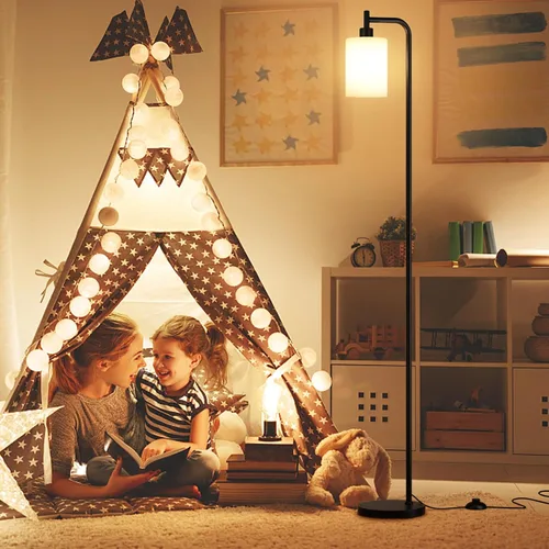Vista 4 de Ziisee Lámparas de pie para sala de estar - Lámpara de pie con pantalla de vidrio a control remoto, lámpara de pie moderna con bombillas LED