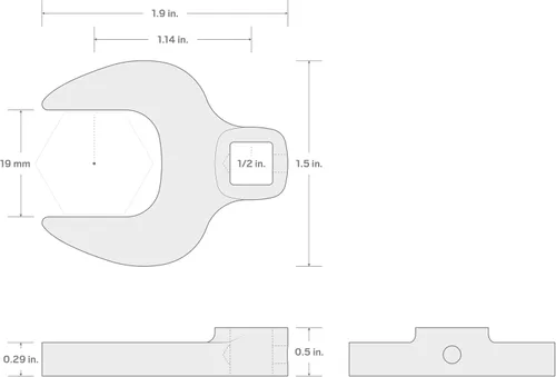 Vista 4 de TEKTON WCF24019 - Llave de pie de gallo de 1/2 pulgada x 0.748 in Fabricado en Estados Unidos