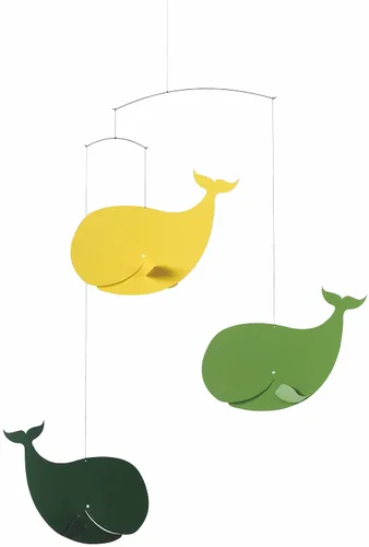 Vista 3 de Happy Whales Black/Grey Mobile by Flensted - 22-Inches - High Quality Plastic - Handmade in Denmark