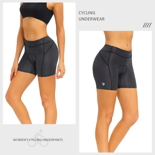 Vista 7 de DEALYORK Pantalones cortos acolchados para mujer, ropa interior de ciclismo, pantalones cortos de ciclismo con acolchado 3D, diseño súper ligero