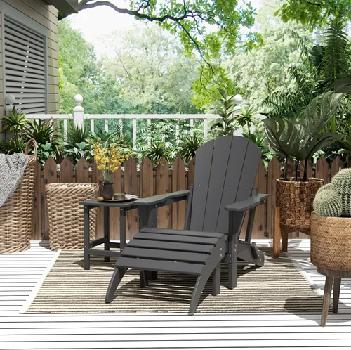 Vista 15 de WestinTrends Malibu - Silla de salón para exteriores, juego de 2 sillas Adirondack con otomana, sillas plegables de madera de polietileno para todo
