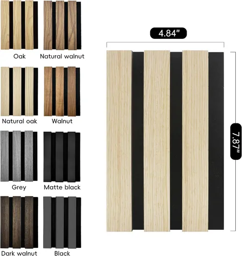 Vista 2 de RITOLLO Paneles de madera para pared de 4.92 x 7.68 pulgadas, paneles acústicos para decoración de pared interior, panel de pared de listones
