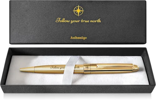 Vista 2 de Bolígrafo para mujer, bolígrafo elegante para diario y escritura, bolígrafo inspirador con frase motivacional "Follow Your True North", caja
