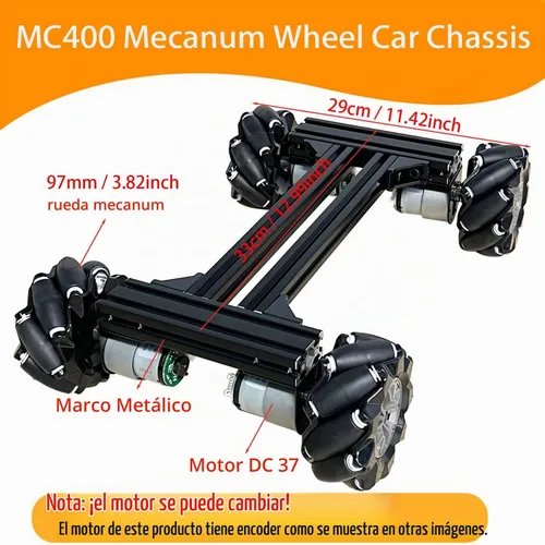 Vista 2 de Mecanum Wheel - Kit de aprendizaje de control de chasis de automóvil para Arduino Raspberry Pie Microbit con motor codificador de CC, Steam AGV ROS