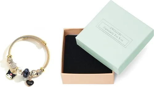 Vista 3 de Sicpfuj Bonitas pulseras para mujeres y niñas, pulsera ajustable de acero inoxidable de dibujos animados, gran regalo de joyería para esposa, novia