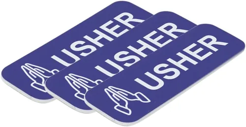 Vista 11 de Usher - Placa de identificación de 1 x 3, color negro, manos orantes (paquete de 3)