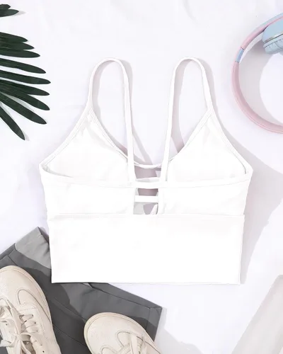 Vista 7 de AngiMelo Longline - Brasier deportivo para mujer, camisola para entrenamiento, yoga, camiseta corta con tirantes acolchados, camisetas sin mangas