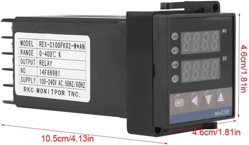 Vista 3 de Controlador de temperatura PID digital REX-C100 Regulador de temperatura del termostato 100-240 V Salida de relé 1500VAC, 14 bits