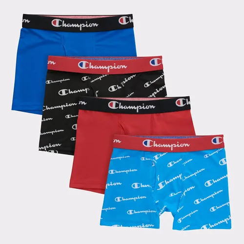 Vista 2 de Champion Calzoncillos tipo bóxer elásticos para niños, paquete de 4
