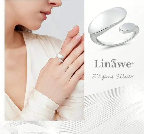Vista 4 de Linawe Adjustable Chunky Rings for Women, 14K GoldRose GoldSilverBlack Hug Ring, Thumb Knuckle Signet Infinity Wave Rings, Stacking Spoon Rings