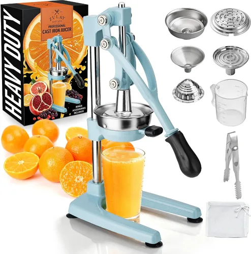 Vista 11 de Zulay Kitchen - Exprimidor de hierro fundido, exprimidor manual naranja, prensa de cítricos, color negro 01 - negro