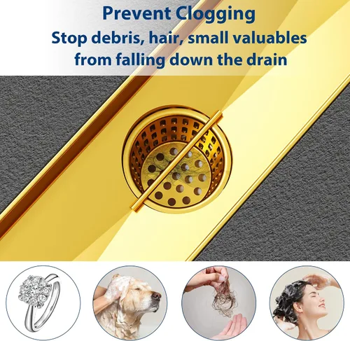 Vista 5 de Neodrain Colador dorado, colador de acero inoxidable para cabello y desechos, solo apto para drenaje de ducha Neodrain
